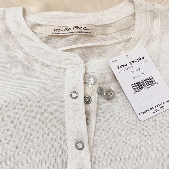 Free People Kia Henley T-Shirt. XS,S,M,L - Picture 4 of 10